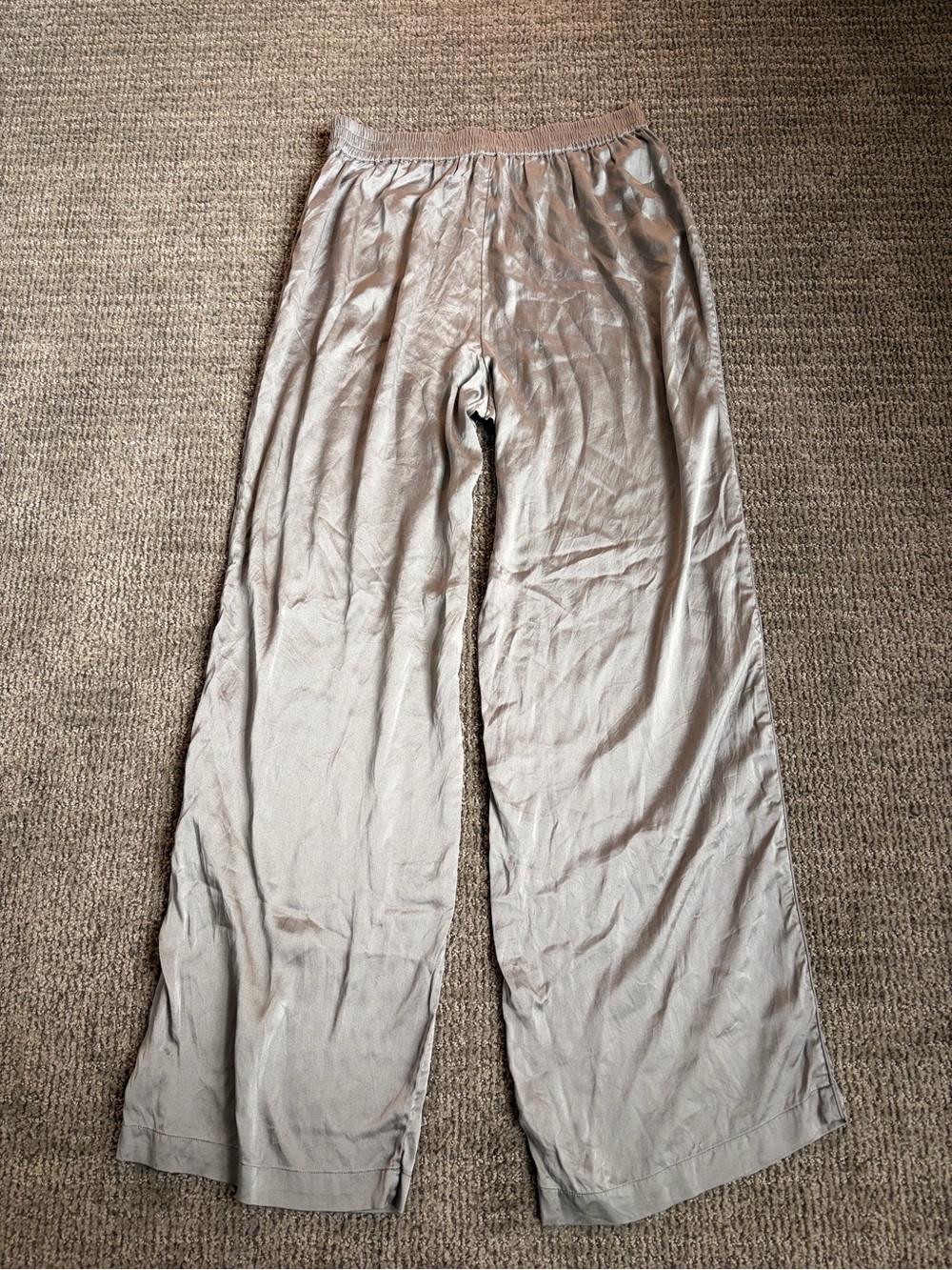 NWOT SKIMS Silk Stretch Wide Leg Sleep Pants Metallic Charcoal - Size Large - Picture 3 of 4